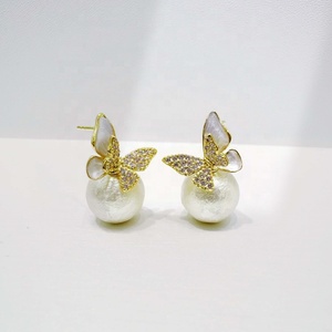 Precio de fábrica, pendientes de plata 925 con perlas coreanas, elegantes pendientes de flor sencillos para mujer, para boda, novia. - Product Image 5