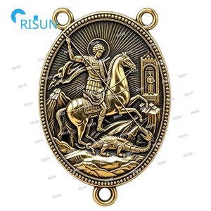 Pendentif Médaillon Personnalisé Saint George, Pièce Centrale de Chapelet, Breloque, Collier, Médaillon, pour les Catholiques Religieux, Saint George Patron, Matiel - Product Image 3