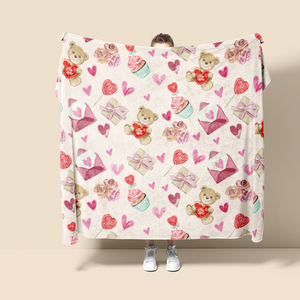 День Святого Валентина розовое сердце красные губы с принтом на заказ мягкие Роскошные фланелевые одеяла для дивана для зимы королевского размера - Product Image 3