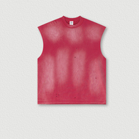 Débardeur Sportif Personnalisé Streetwear d'Été Vintage Monkey Lavé et Vieilli avec Dos Déchiré pour Homme