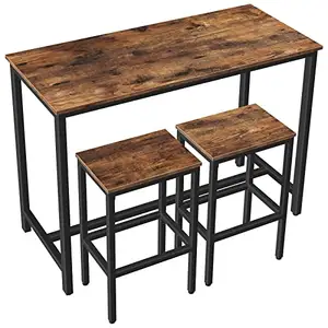 Luxury Industrial Design Rustic Wooden Top <b>Bar</b> <b>Tables</b> Metal Iron Fabricated for Home Hotel Personal Talk Barware Basement Entry - Product Image 1