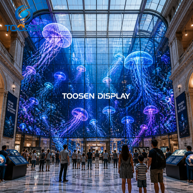 TOOSEN Transparent LED Display Screen Modular Cabinet P2.6 P3.91 P2.9 Glass Facade LED Wall 65%-90% Transparency 4500nits OEM