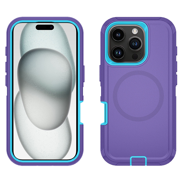 Magnetic Rugged Plastic Defender Case for iPhone 16 16 Pro Max 15 14 13-Shockproof and Convenient