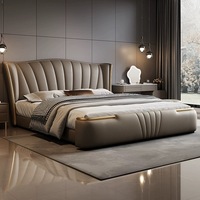 Meubles de chambre à coucher en bois de luxe moderne, lits rembourrés doux, lit king size, lit double, cadre de lit queen size avec rangement, design confortable