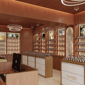 Diseño de Interiores de Tienda de Perfumes de Alta Gama, Renderizado 3D, Muebles para <span class=keywords><strong>Tiendas</strong></span> Minoristas, Accesorios de Exhibición de Cosméticos y Fragancias - Product Image 1