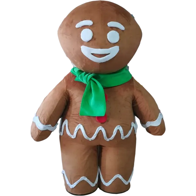 2019 High Quality Gingerbread Man Mascot Costume Adult Ginger Bread Man Costume for Halloween