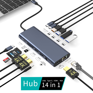 Docking Station MST 14-in-1, Hub USB-C, Adattatore USB, Docking Station per 3 Monitor HD-MI DP, Triplo Monitor per Laptop, Docking USB C - Product Image 4