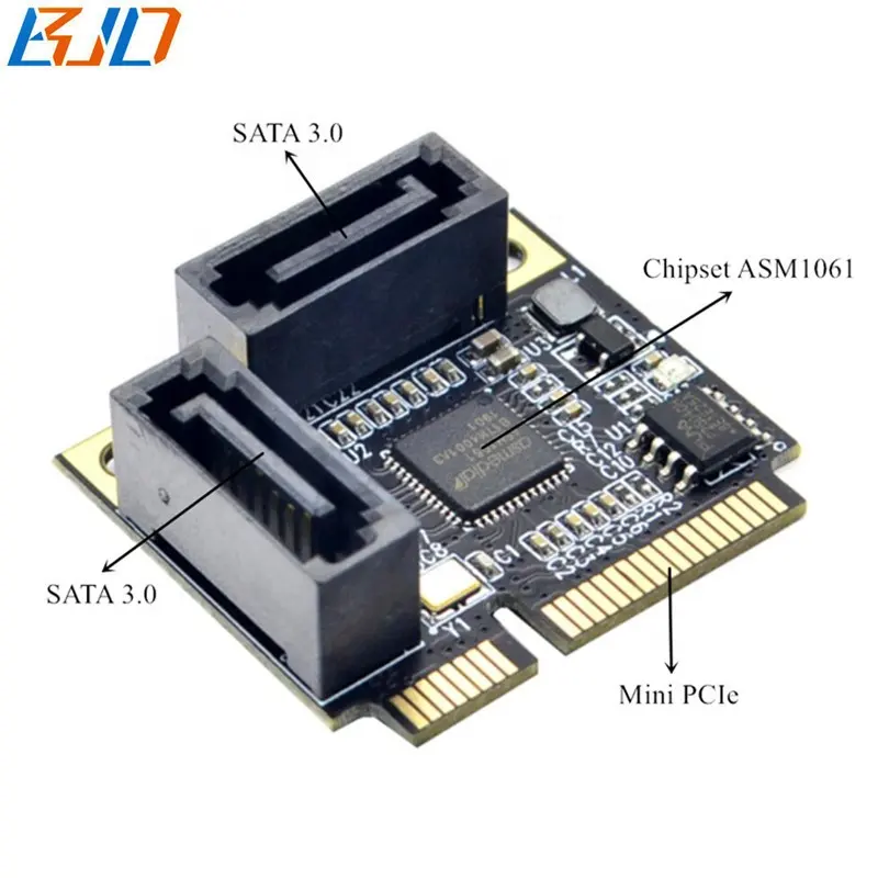 מיני PCI-E 52Pin MPCIe כדי 2 יציאות SATA 3.0 7Pin נקבה מחבר מתאם Riser כרטיס 6Gbps עבור דיסק קשיח במלאי