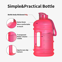 Bouteille d'eau en plastique de 1,75 gallon pour le bureau, imprimée, grande capacité pour adulte avec poignée, conteneur d'eau en plastique de 74 oz