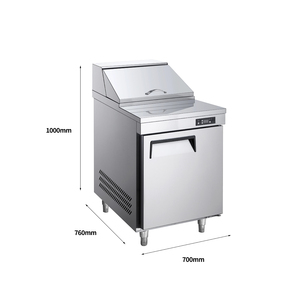 NE-1101 Réfrigérateur de cuisine commercial à porte unique <span class=keywords><strong>Table</strong></span> de préparation de sandwichs et de salades en acier inoxydable refroidie par air avec dosseret - Product Image 1