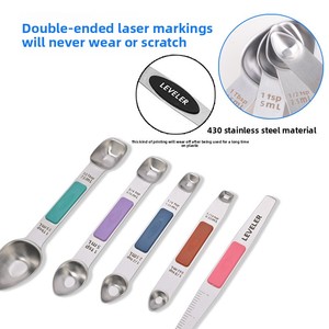 Nuevo Juego de 5 Cucharas Medidoras Magnéticas de Doble Cabeza en Varios Colores para Repostería y Café - Product Image 1