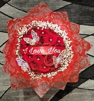 Lujo 58*58cm patrón de cabeza de Rosa plástico impermeable papel de regalo de flores para floristería Material de tienda de flores