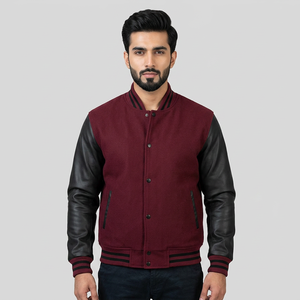 Vestes universitaires personnalisées de haute qualité, brodées, écologiques, réversibles, en patchwork, avec manches en polyester et coton, pour l'hiver - Product Image 1