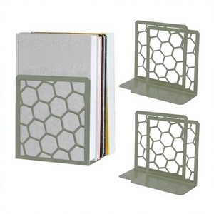 Modern Metal Non Slip Bookends for Bookshelves Heavy Duty Decorative Book Holder Stands for Home Office Study <b>Table</b> - Product Image 1