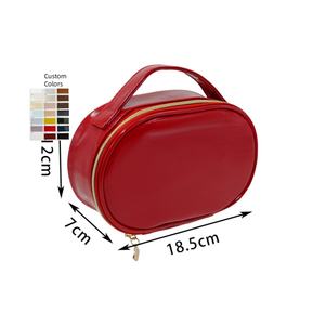 Sac cosmétique en PU avec poignée Sac à main durable à la mode de grande capacité Fermeture à glissière douce et légère Floral pour le quotidien - Product Image 5