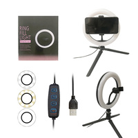 Anneau Lumineux Multicolore 10 Pouces (26 cm) avec Trépied, Lampe LED de Beauté Dimmable pour Maquillage, Ring Light Doux