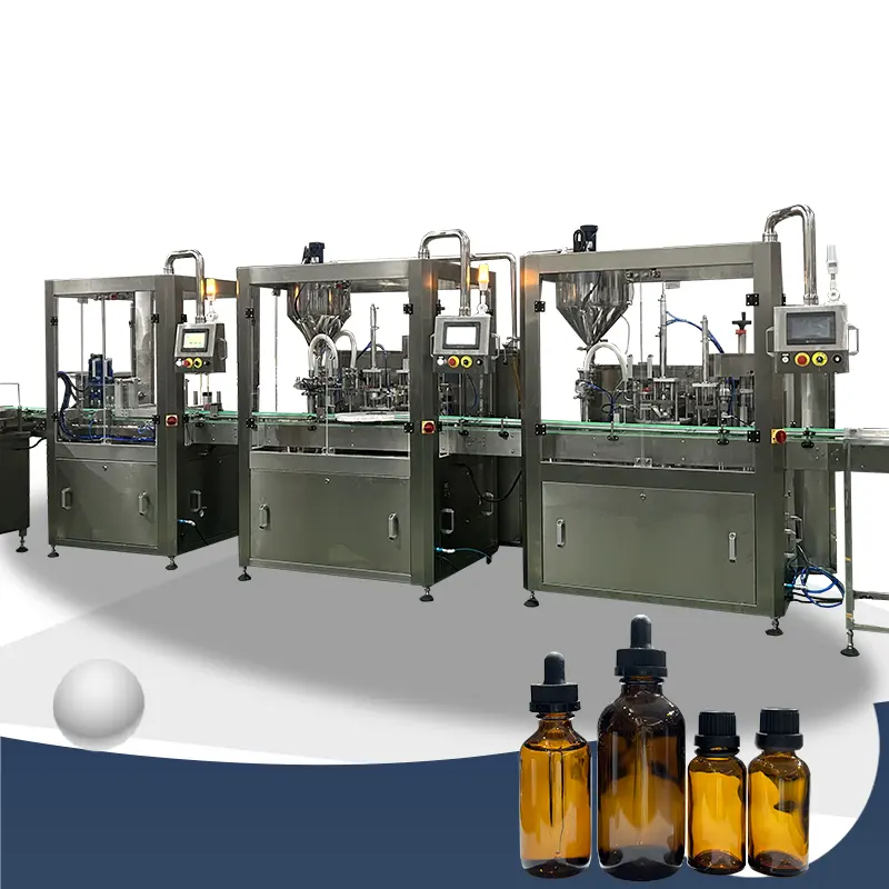 High Speed Small Liquid Juice Glass Plastic Bottle Packing Line with Auto Filling Capping Labeling Cartoning Machine