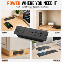 Stop Kontak Terintegrasi Pengisi Daya Nirkabel 15W dengan Pengisian Cepat USB-A/C, 2 Stop Kontak AC, dan Soket Ekstensi Terpasang di Meja