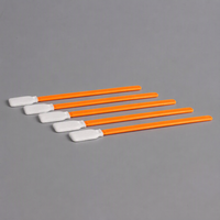 100pcs Swab Busa Cleanroom Bebas Serat dengan Gagang Panjang, Swab Spons Presisi untuk Instrumen Laboratorium