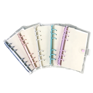 Carpeta de archivos de PVC transparente personalizada para cuaderno A5/A6 de hojas sueltas, pequeño Bloc de notas en espiral, 6 agujeros, carpeta de anillas con Clip de colores suaves, diario - Product Image 1
