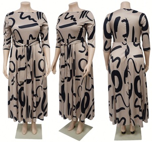 Robes grande taille les plus vendues, robes décontractées élégantes pour femmes, manches trois quarts, robe longue à lacets, robe à imprimé africain pour femmes - Product Image 3