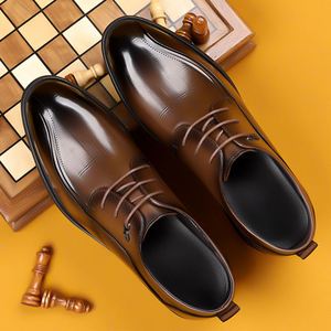 New Men's Waterproof <b>Height</b> <b>Increasing</b> Leather <b>Shoes</b>-2025 British Style Business Wedding <b>Shoes</b>-Autumn Black Lace-Up Casual <b>Shoes</b> - Product Image 2