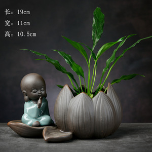 Nuovo sistema idroponico cinese Zen verde alloro Coppersia bambù e vaso di legno viola vaso di fiori di sabbia vaso decorativo in ceramica - Product Image 6