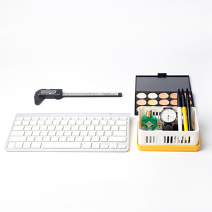Plastic Storage Box Rectangle Office Organizer Blue Red Yellow Stackable With Lid For <b>Desk</b> Use - Product Image 5