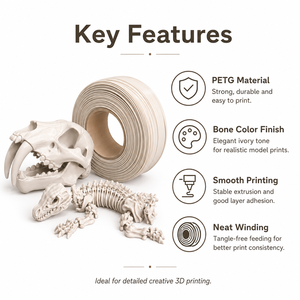 Filamento PETG Colore Osseo 1.75mm 1KG Alta Resistenza Basso Deformarsi Materiale per Stampa 3D OEM ODM - Product Image 3