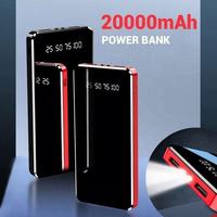 PINUODA Y33 10000mAh Baterai Li-Polymer Cermin Penuh dengan Layar LED Digital Portabel, Pengisian Cepat 10W, Bank Daya USB Ganda/Mikro