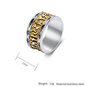 Fabricante de Joyería de Acero Inoxidable 316L, Joyería Nórdica al por Mayor, Anillo Vikingo con Runas <span class=keywords><strong>para</strong></span> Hombre - Product Image 2