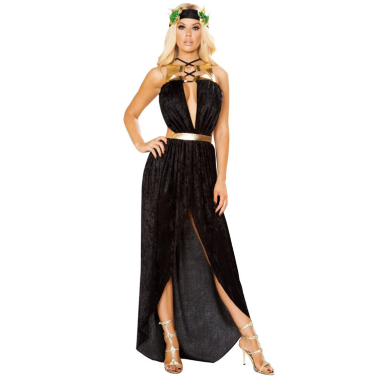 Halloween Greek Goddess Dress Classical Mythology Robe Dress Cleopatra Performance Party Costume