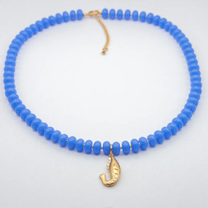Wholsale Premium Quality Handmade Custom Jewelry Blue Chalcedony Beads with Gold-Plated Charm Dainty Jewelry Hypoallergenic - Product Image 1