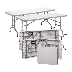 Tavolo Pieghevole Portatile da Esterno 6ft Bianco, <span class=keywords><strong>Tavoli</strong></span> <span class=keywords><strong>e</strong></span> <span class=keywords><strong>Sedie</strong></span> in Plastica Rotondi <span class=keywords><strong>per</strong></span> Eventi <span class=keywords><strong>e</strong></span> Feste - Product Image 1