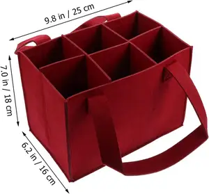 Özel yüksek kaliteli yeniden keçe kırmızı şarap alışveriş hediyelik alışveriş çantası organizatör için şarap şişeleri