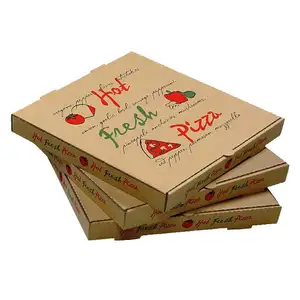 6 8 9 10 14 16 18 inci kotak Pizza kertas bergelombang kotak Pizza dengan Logo kustom kotak kemasan Takeaway dinding ganda