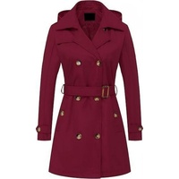 Manteau trench élégant pour femme, imperméable et respirant, 100 % polyester, double boutonnage, col classique, ceinturé, coupe ajustée