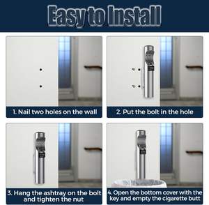 Kolay temiz özelliği ile ticari Modern duvara monte paslanmaz çelik küllük açık kullanım kutusu paketlenmiş - Product Image 3