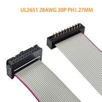 Kabel Flat Paralel Custom UL 2651 28AWG 20-pin PH1.27MM Konektor FC DIP 20-pin Custom Garis Abu-abu Tepi Merah
