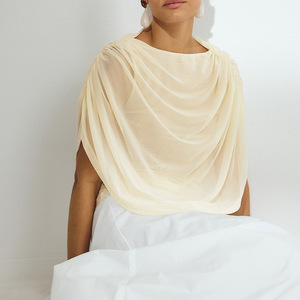 Women's Cape Style Loose Top Solid Color Irregular Folds Polyester <b>Wedding</b> <b>Jacket</b> <b>Wrap</b> - Product Image 1