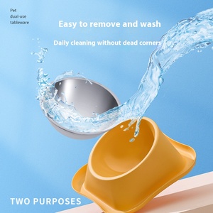 High Quality Pet Food Water Double <strong>Bowl</strong> Non Slip Anti Spill Pet Dog <strong>Cat</strong> Feeding <strong>Bowl</strong> <strong>Tilted</strong> Stainless Steel Pet Food <strong>Bowls</strong> - Product Image 4