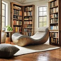 Fauteuil inclinable de style moderne en bois massif, écologique, à hauteur réglable, en tissu de coton, pour hôtel, salon, bureau à domicile