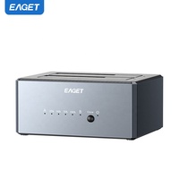 EAGET DE100 Dual Bay Hard Drive Docking Station USB 3.0 ke SATA Dengan Kloning Offline 2.5 3.5 Inch HDD SSD Duplikator untuk PC Laptop