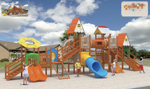Équipement d'amusement pour enfants en bois, plastique et <span class=keywords><strong>acier</strong></span>, toboggans, filets d'escalade, pour la maternelle, le jardin, le parc à thème, marque JQL - Product Image 5