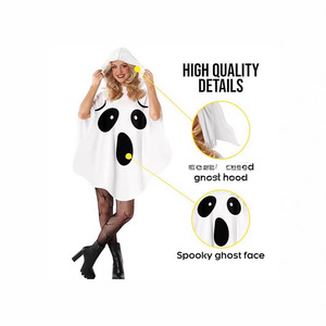 Costume <span class=keywords><strong>fantasma</strong></span> donne adulte spettrale fantasmi Costume bianco <span class=keywords><strong>fantasma</strong></span> Poncho con cappuccio adulti spettrale costumi di Halloween per le donne - Product Image 2