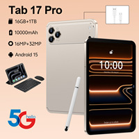 Tablet Android Baru Tab 17 Pro 10.1 Inci Prosesor MTK 5G Wi-Fi Layar 1024 X 576 12GB+1TB dengan Keyboard dan Mouse