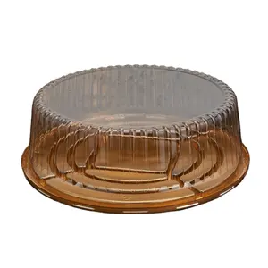 Grosir kotak kue plastik ramah lingkungan Logo kustom hewan peliharaan dengan tutup untuk mengambil kotak kemasan kue kotak kue