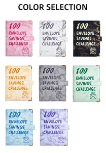 Enveloppes en cuir marbré <span class=keywords><strong>A5</strong></span> à spirale très vendues, couverture en cuir, défi d'économie d'argent, classeur budgétaire avec 100 enveloppes - Product Image 4