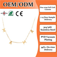 Nouveau Collier Pendentif DIY Tendance pour Femme en Acier Inoxydable 316L Plaqué Or 18K Hypoallergénique Haute Dureté avec Petite Lettre pour la Fête des Mères
