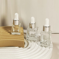 Bouteilles en verre de forme carrée de 5ml 10ml 15ml avec compte-gouttes sérigraphié et estampillé or pour les huiles cosmétiques et essentielles pour le visage